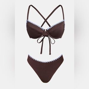 NWT Cupshe - Brown & Blue Underwire Dolce Vita Bikini Set